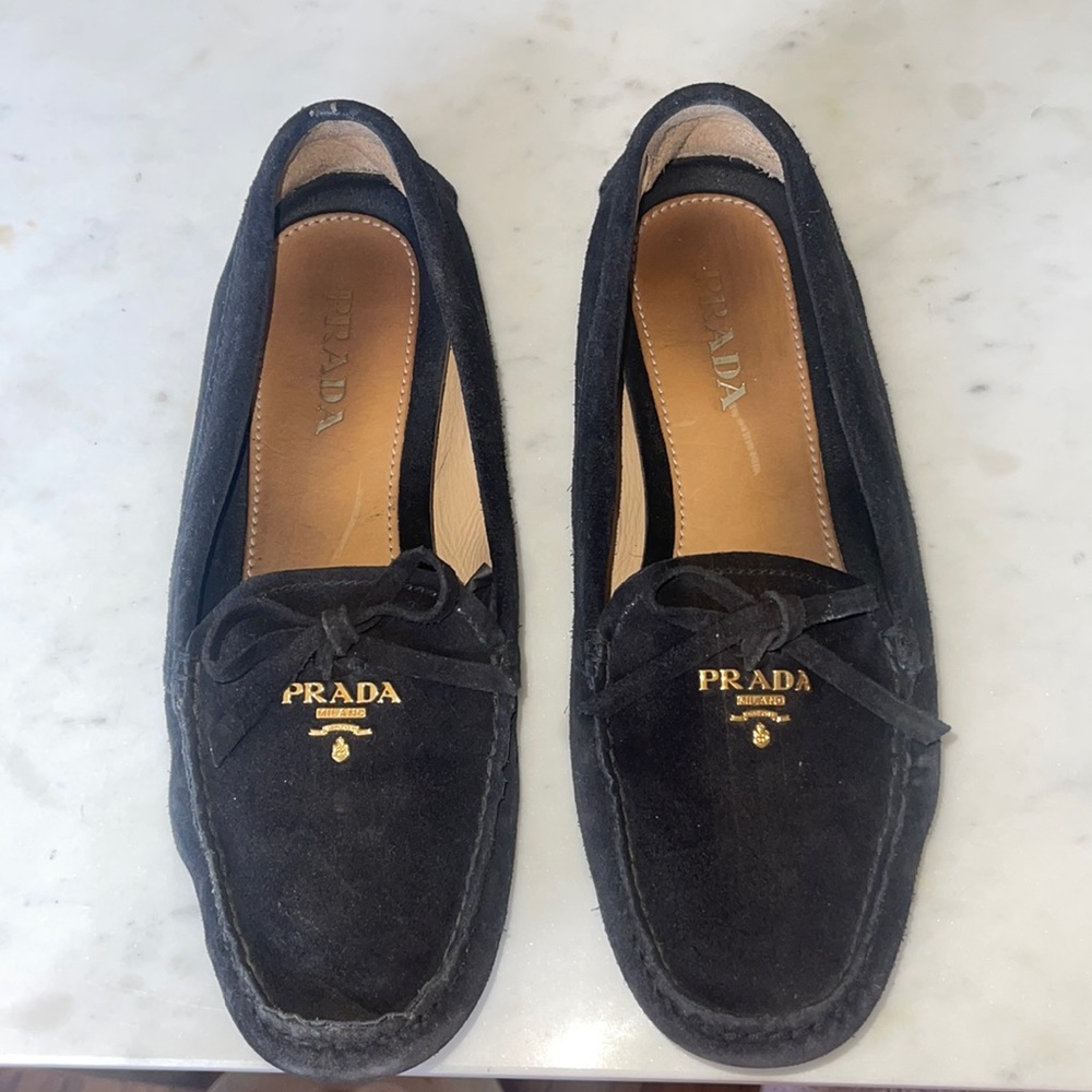 PRADA Black Suede Driver/Loafers